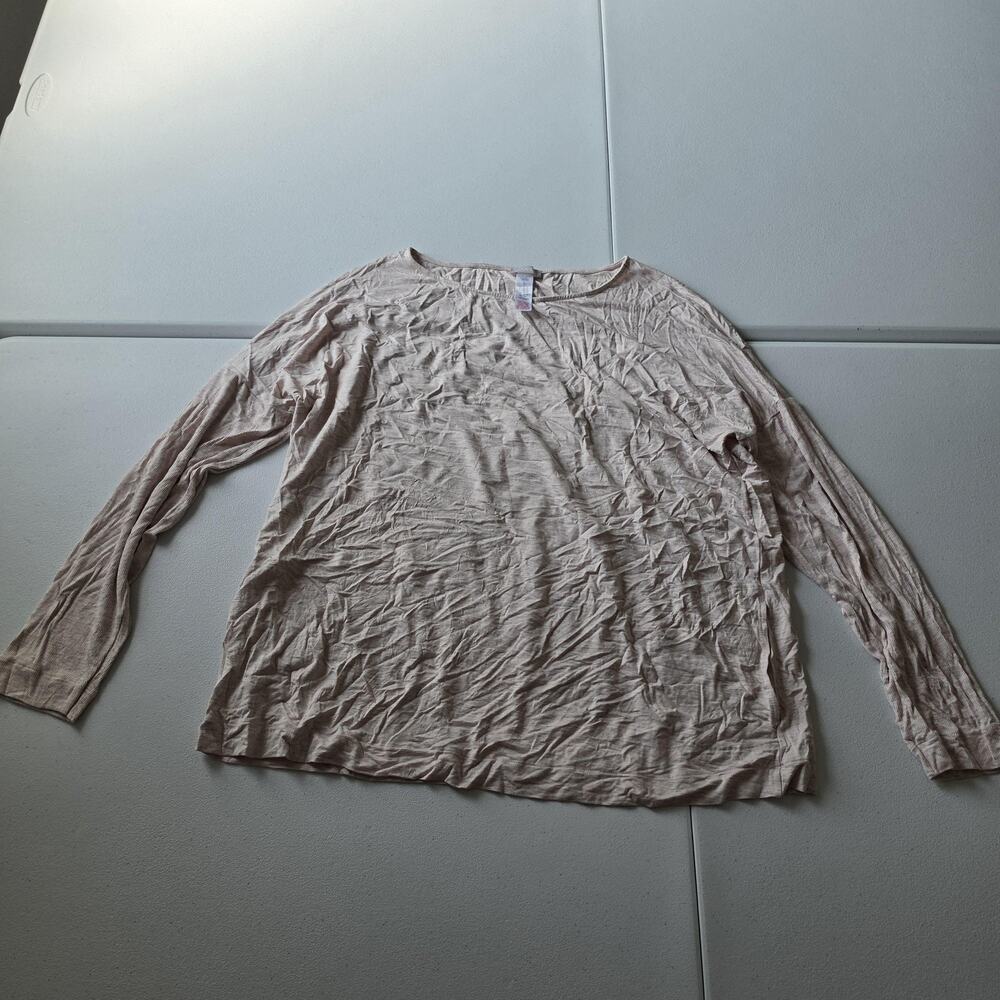 Hanro Pajama Top Womens Large Beige Viscose Jersey Long Sleeve Lightweight